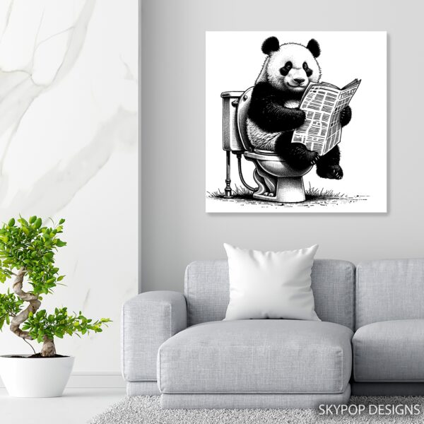 Panda Toilet Reading Art