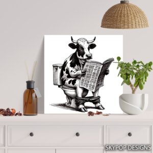 Cow Reading Newspaper Art