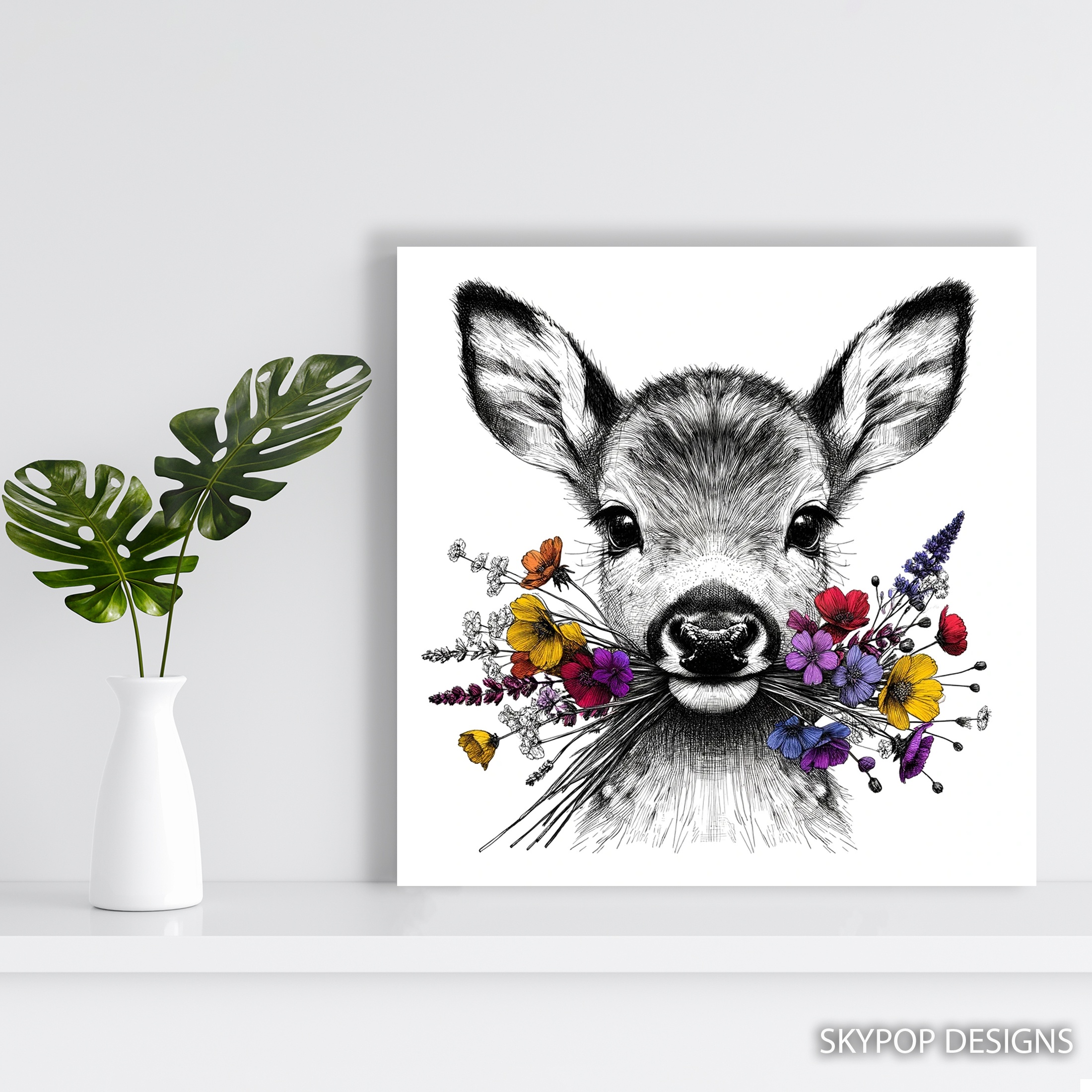 5.jpg Deer Flower Art