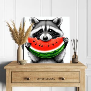 Raccoon Watermelon Art