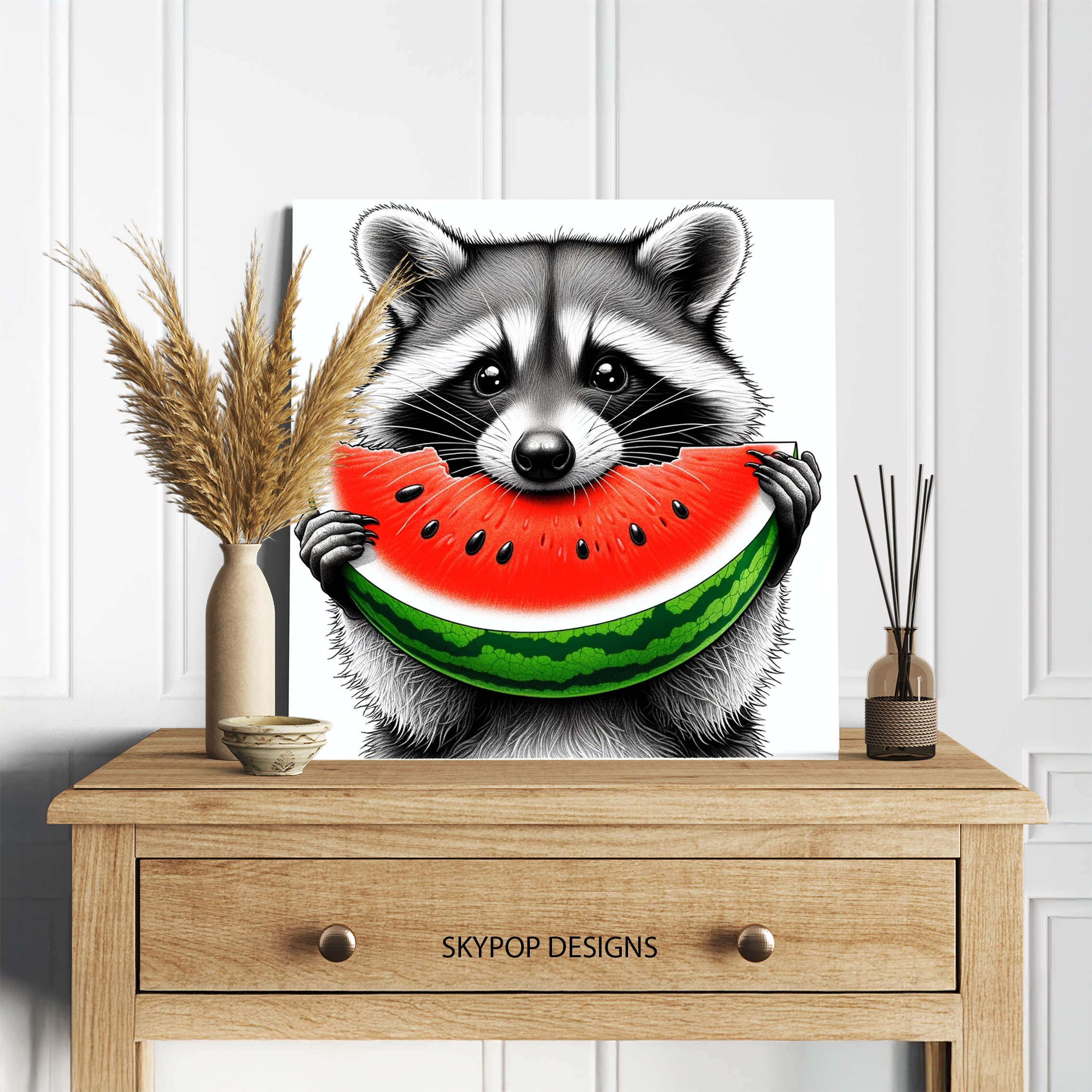 5.jpg Raccoon Watermelon Art