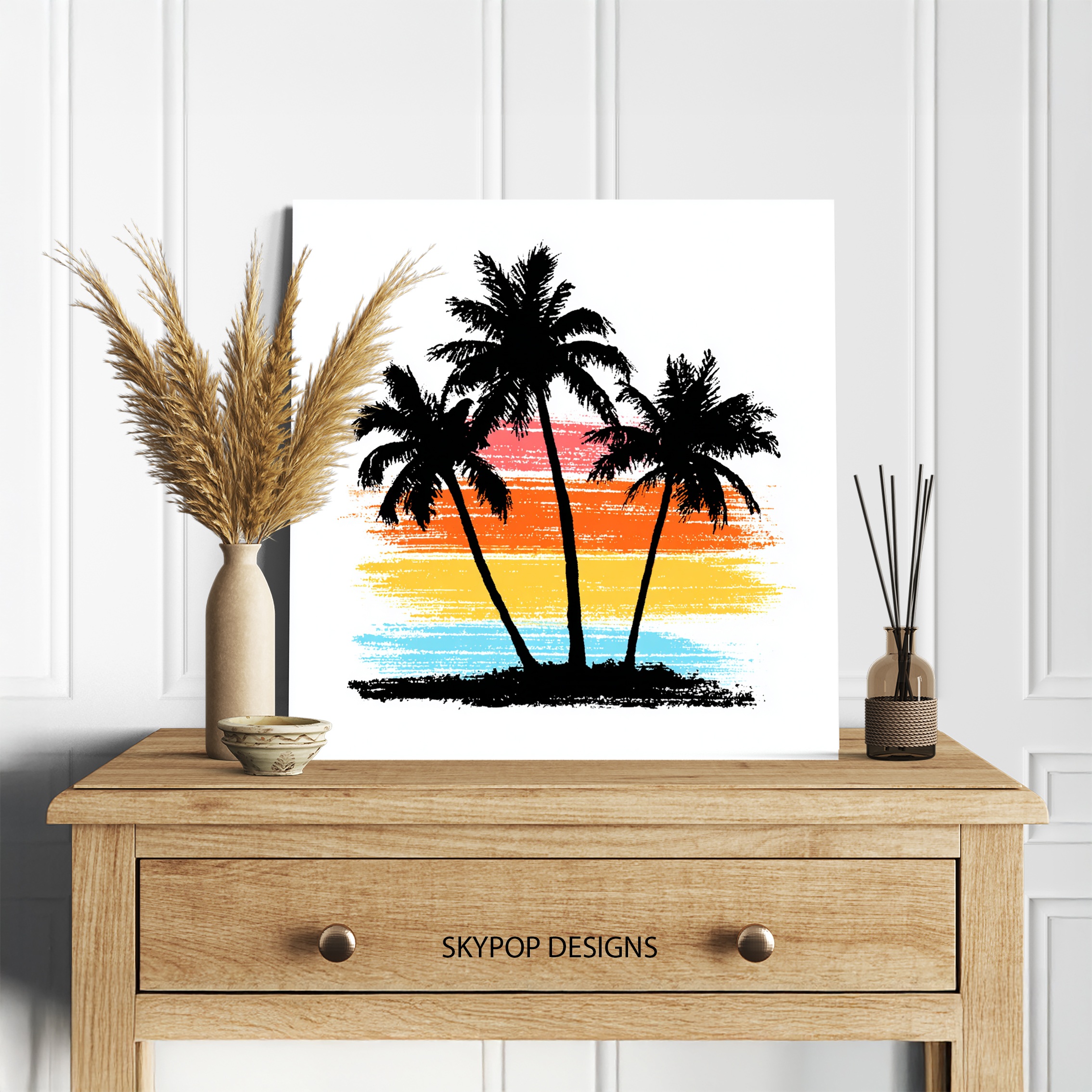 5.jpg Tropical Sunset Palm Trees Art