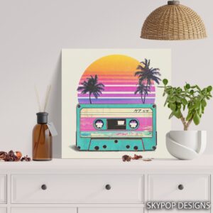 Retro Sunset Cassette Art
