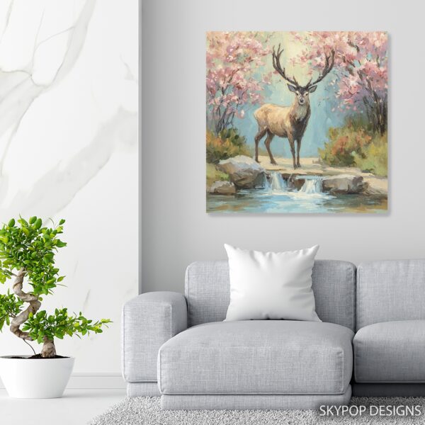 Deer Cherry Blossom Art