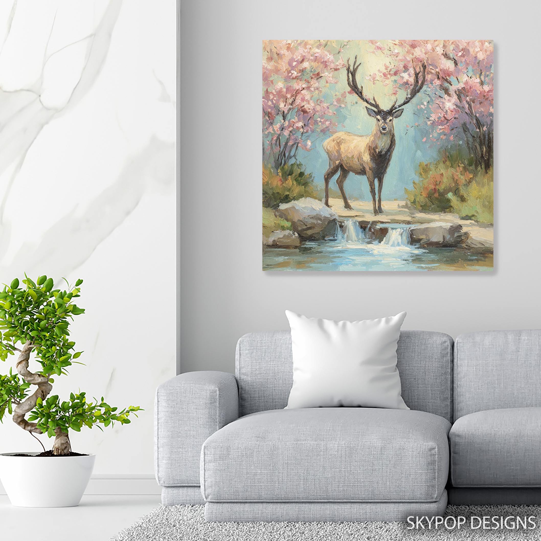 5.jpg Deer Cherry Blossom Art