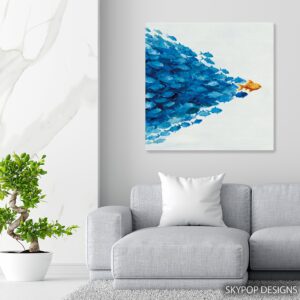 Blue Fish School Art