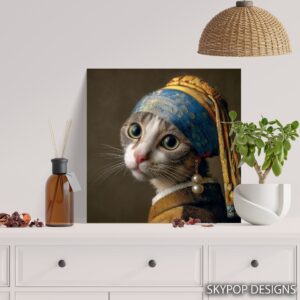 Cat with Pearl Earring Art