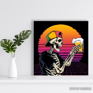 Retro Skeleton Beer Art