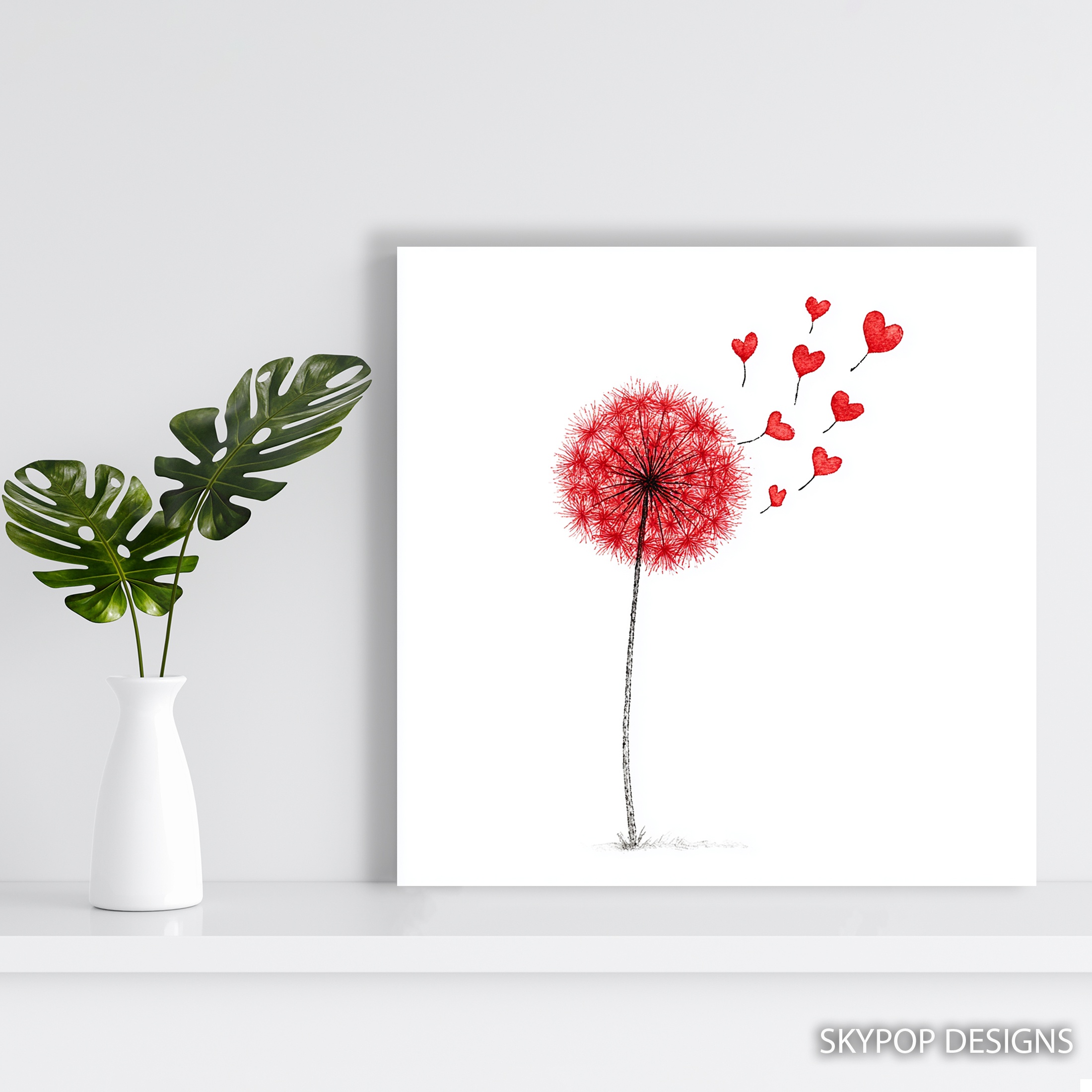 5.jpg Red Dandelion Heart Art