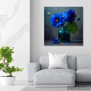 Deep Blue Floral Art
