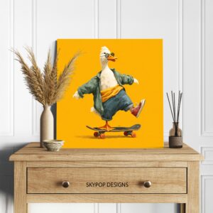 Skateboarding Duck Art