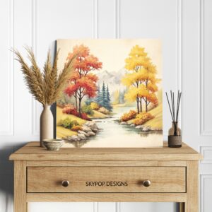 Autumn Stream Landscape Art