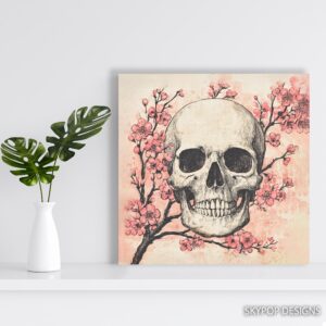 Cherry Blossom Skull Art