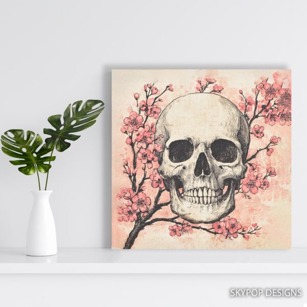 Cherry Blossom Skull Art