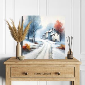 Snowy Country Road Art