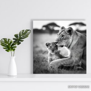 Lion Mother and Cub Art