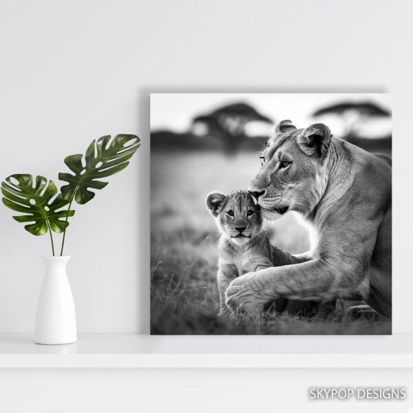 Lion Mother and Cub Art