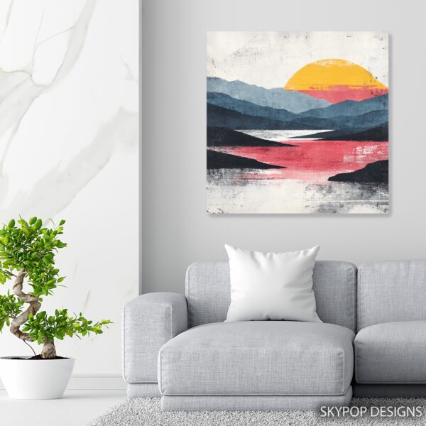 Sunset Mountain Lake Art