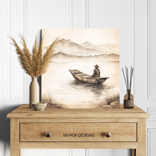 Tranquil Lake Boat Art