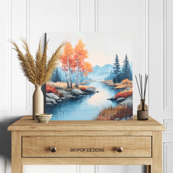 Autumn River Landscape Art