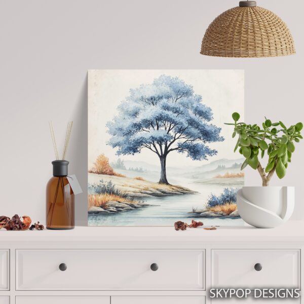Blue Tree Landscape Art