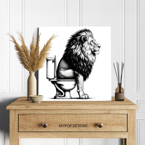 Lion on Toilet Art