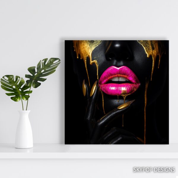 Golden Drip Lips Art