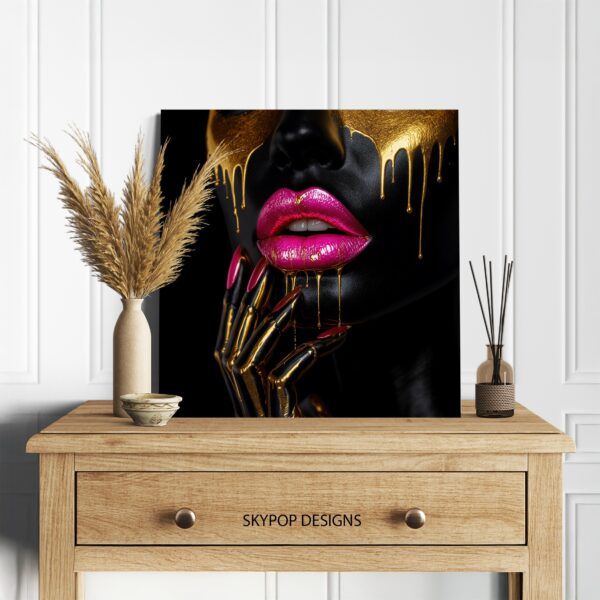Golden Drip Lips Art