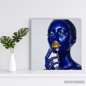 Blue Gold Drip Art