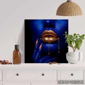 Golden Lips Blue Face Art