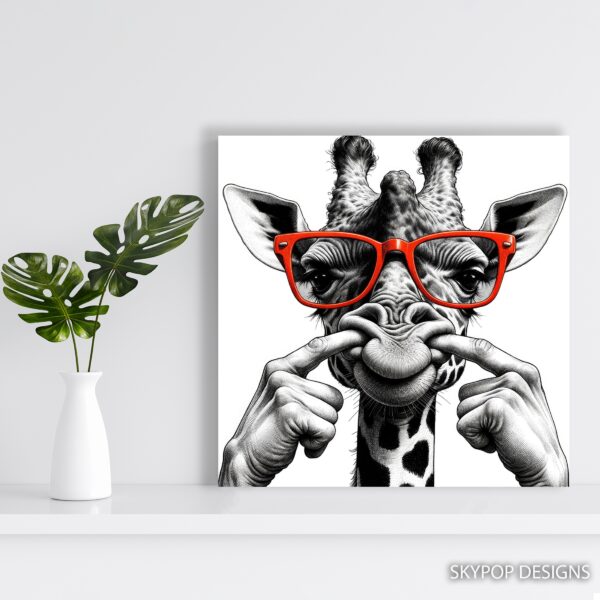 Giraffe with Red Glasses Art