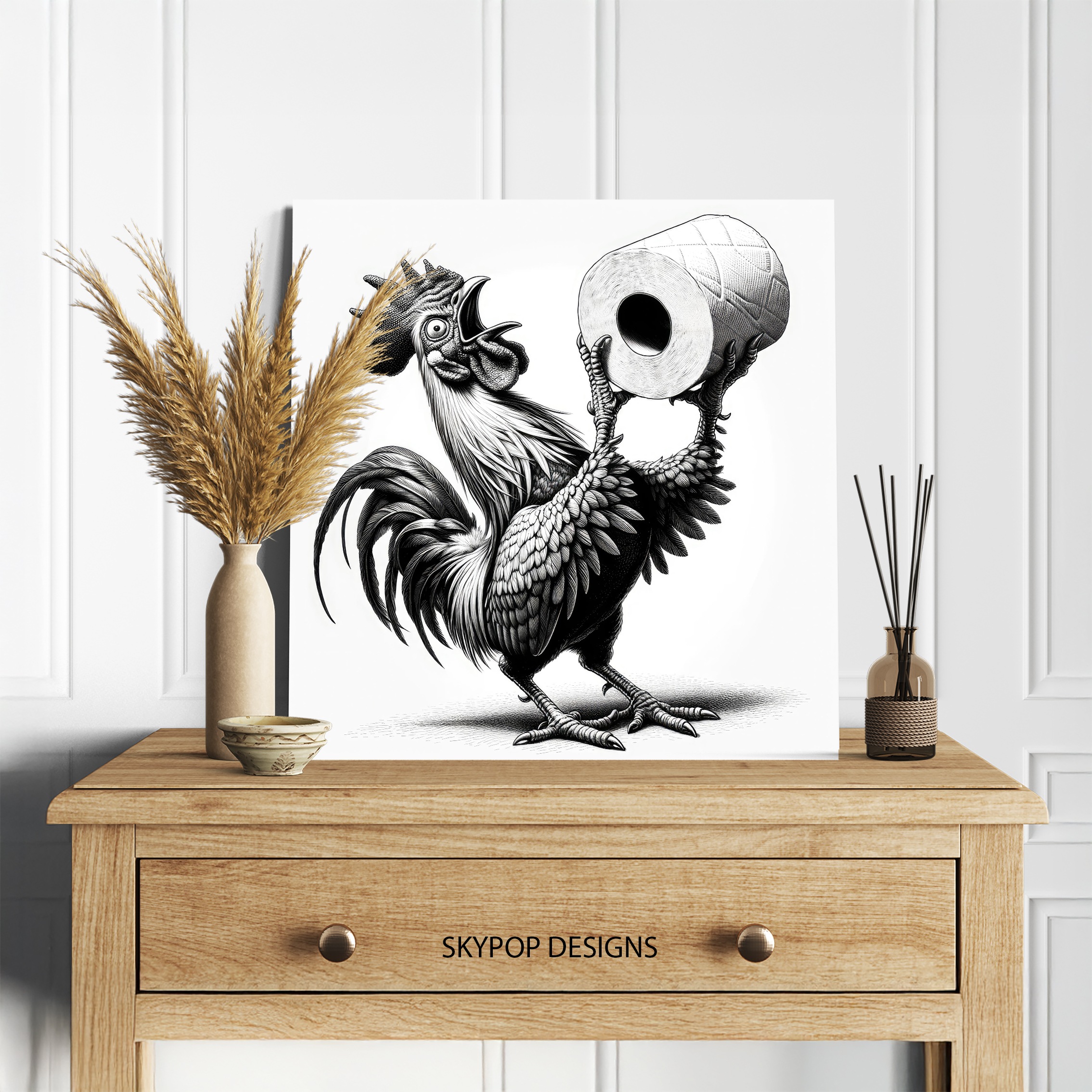 5.jpg Rooster Toilet Paper Holder Art