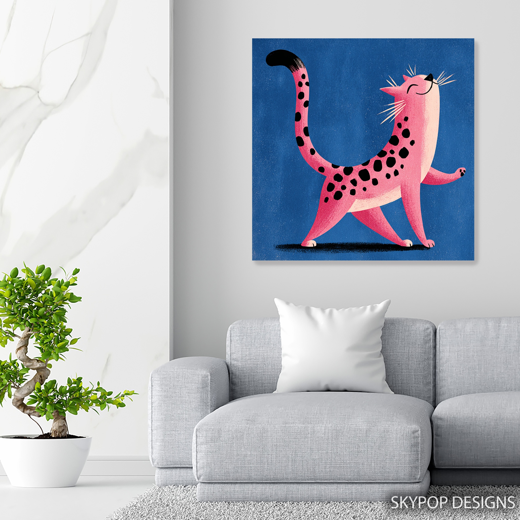 5.jpg Pink Spotted Cat Art