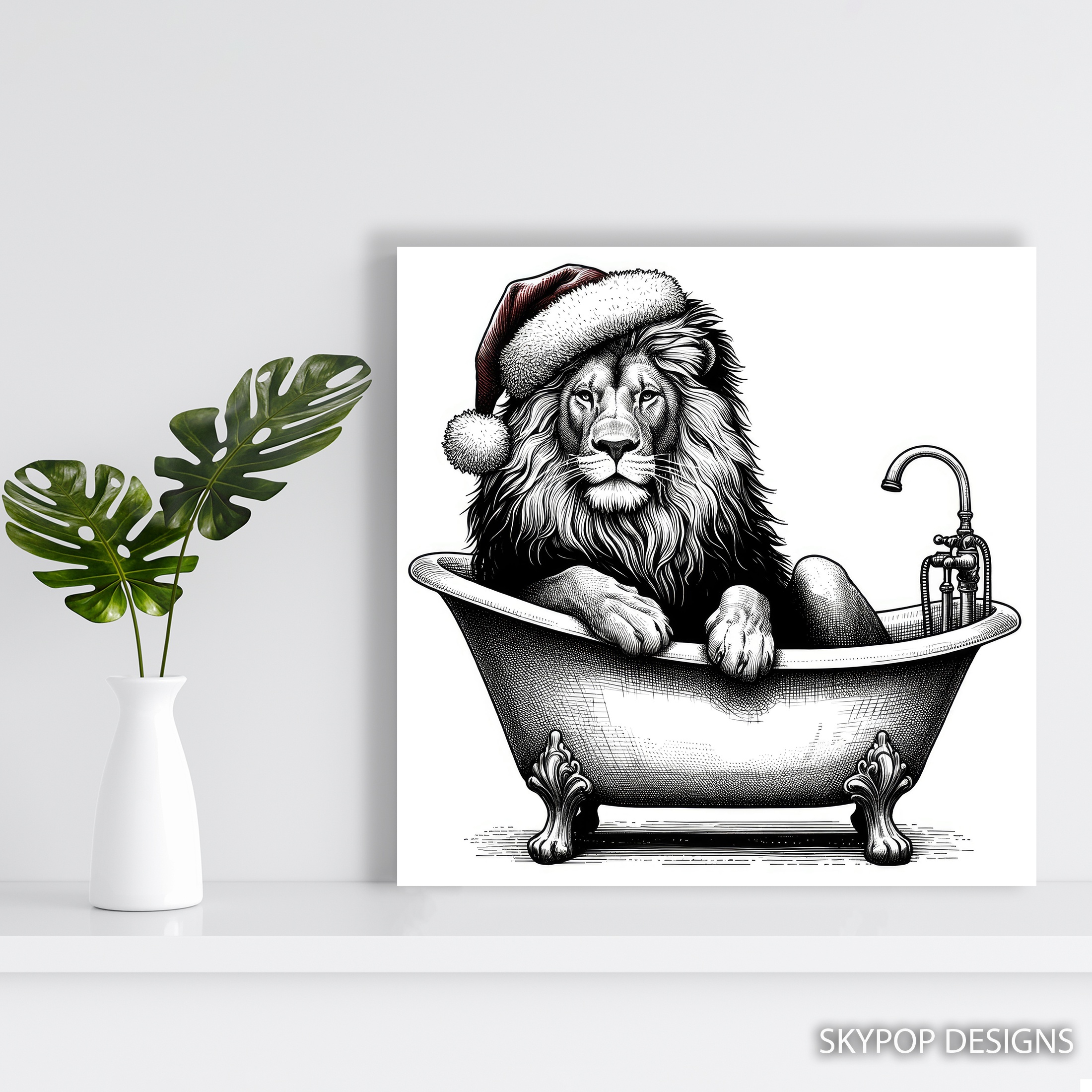 5.jpg Lion Christmas Bath Art