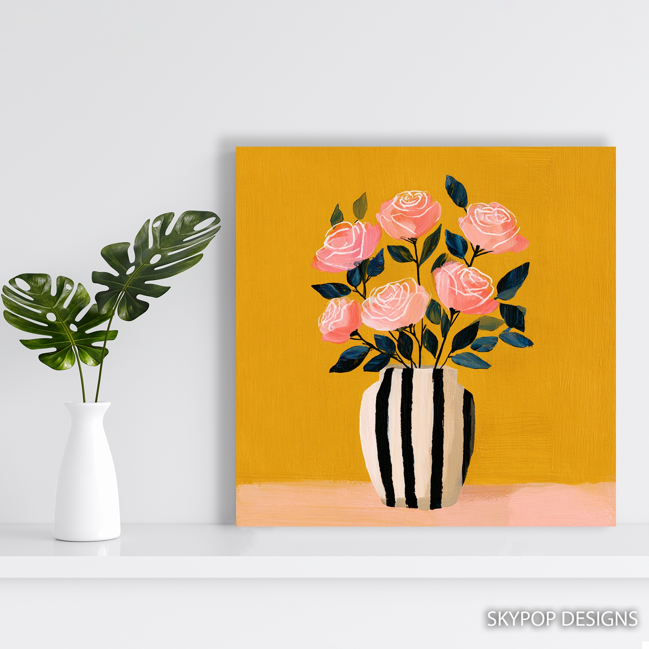 5.jpg Striped Vase Rose Art