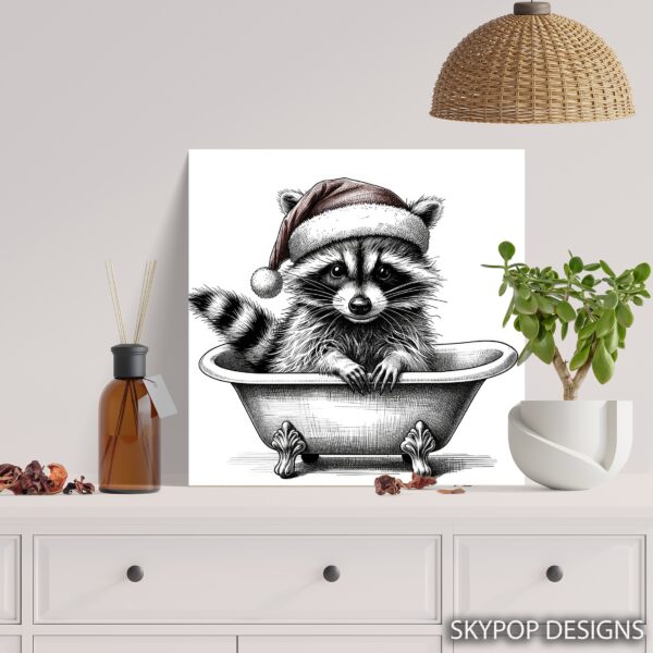 Raccoon Christmas Bath Art