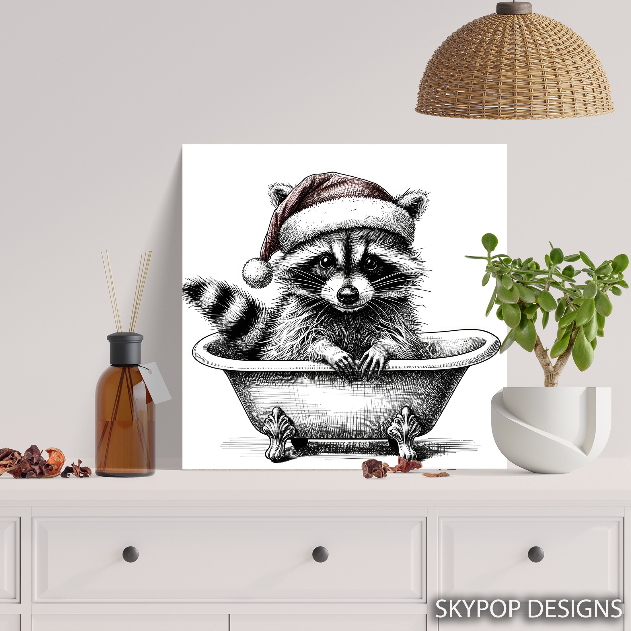 5.jpg Raccoon Christmas Bath Art