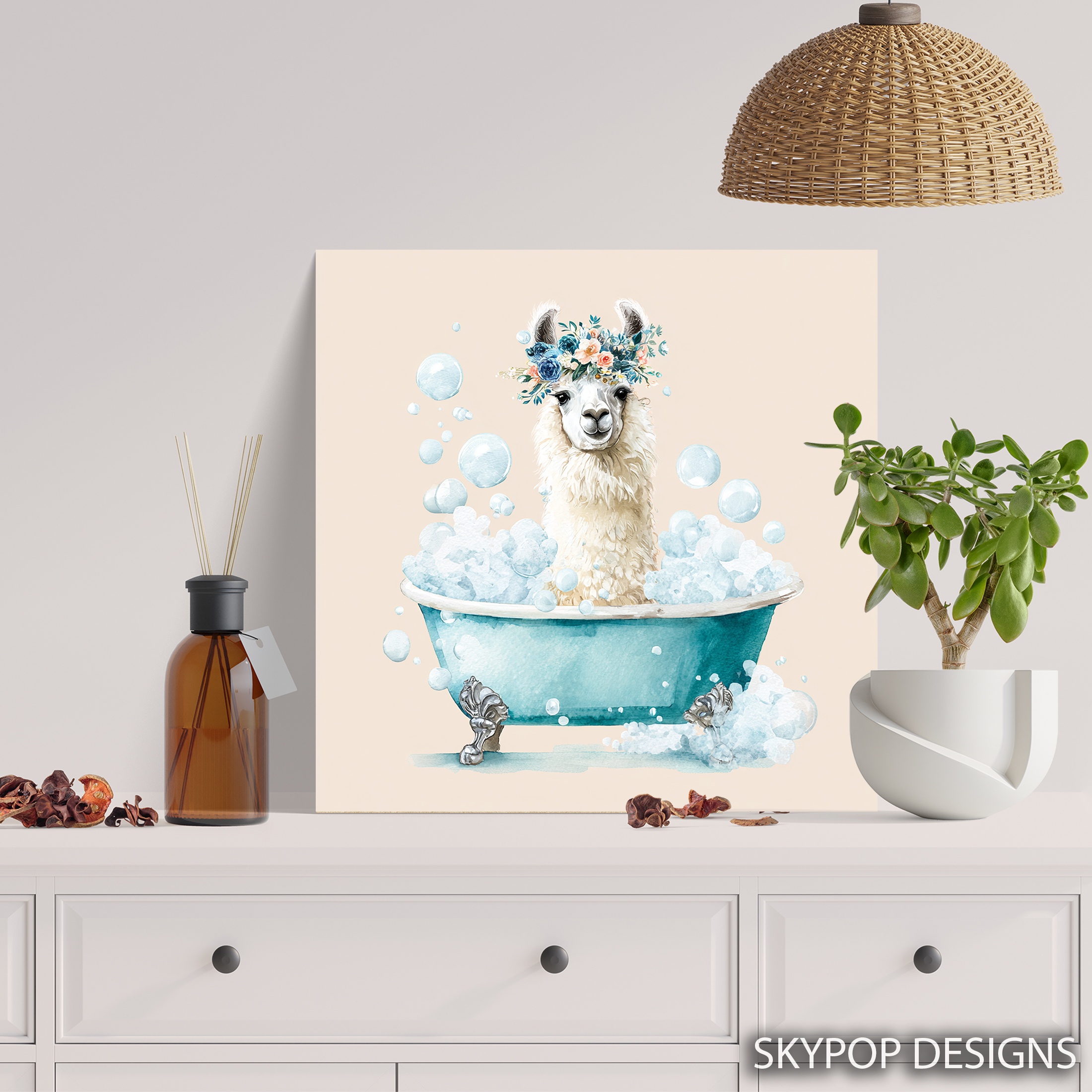 5.jpg Llama Bath Time Art