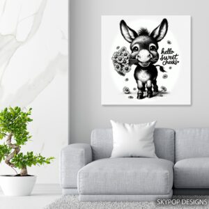 Donkey Holding Flowers Art