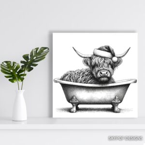 Highland Cow Bath Time Art