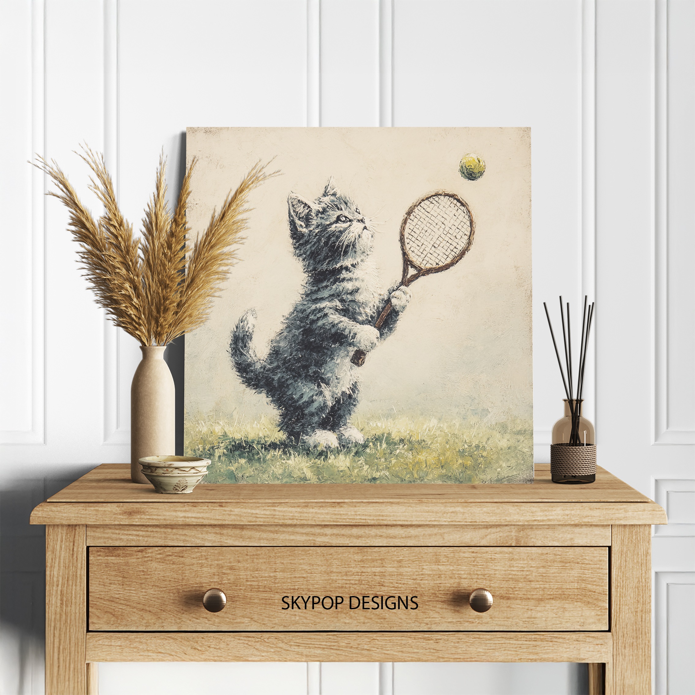 5.jpg Cat Tennis Wall Art