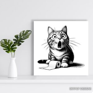 Cat Toilet Paper Disaster Art