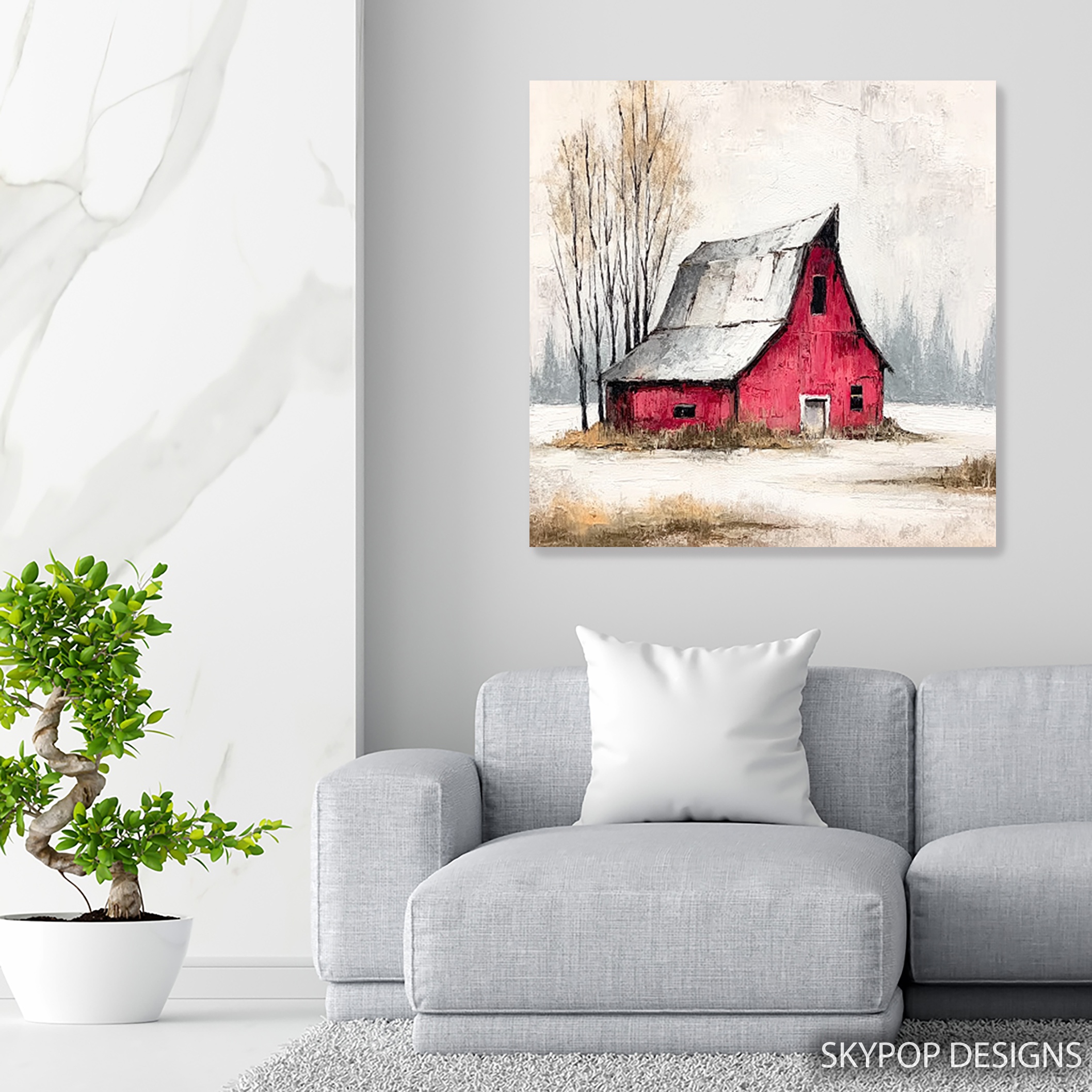 5.jpg Red Barn Winter Art