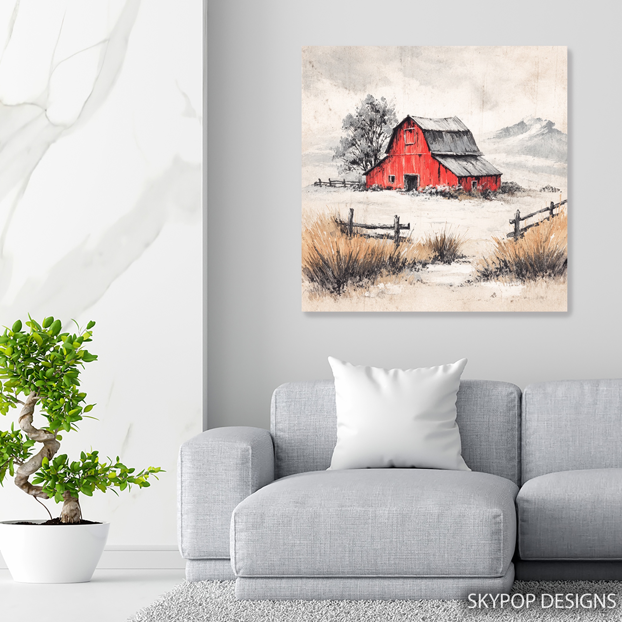 5.jpg Red Barn Landscape Art