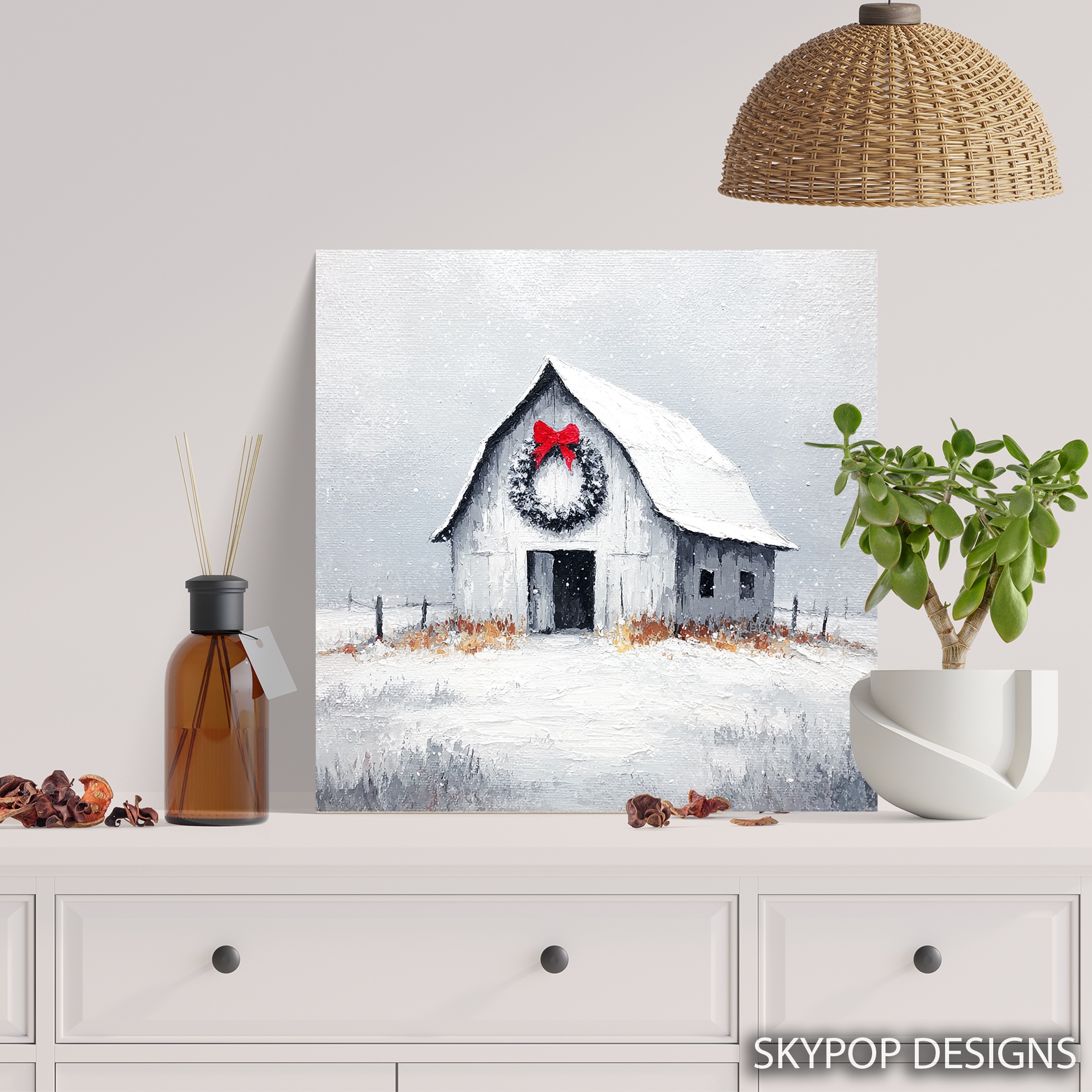 5.jpg Snowy Barn Christmas Art