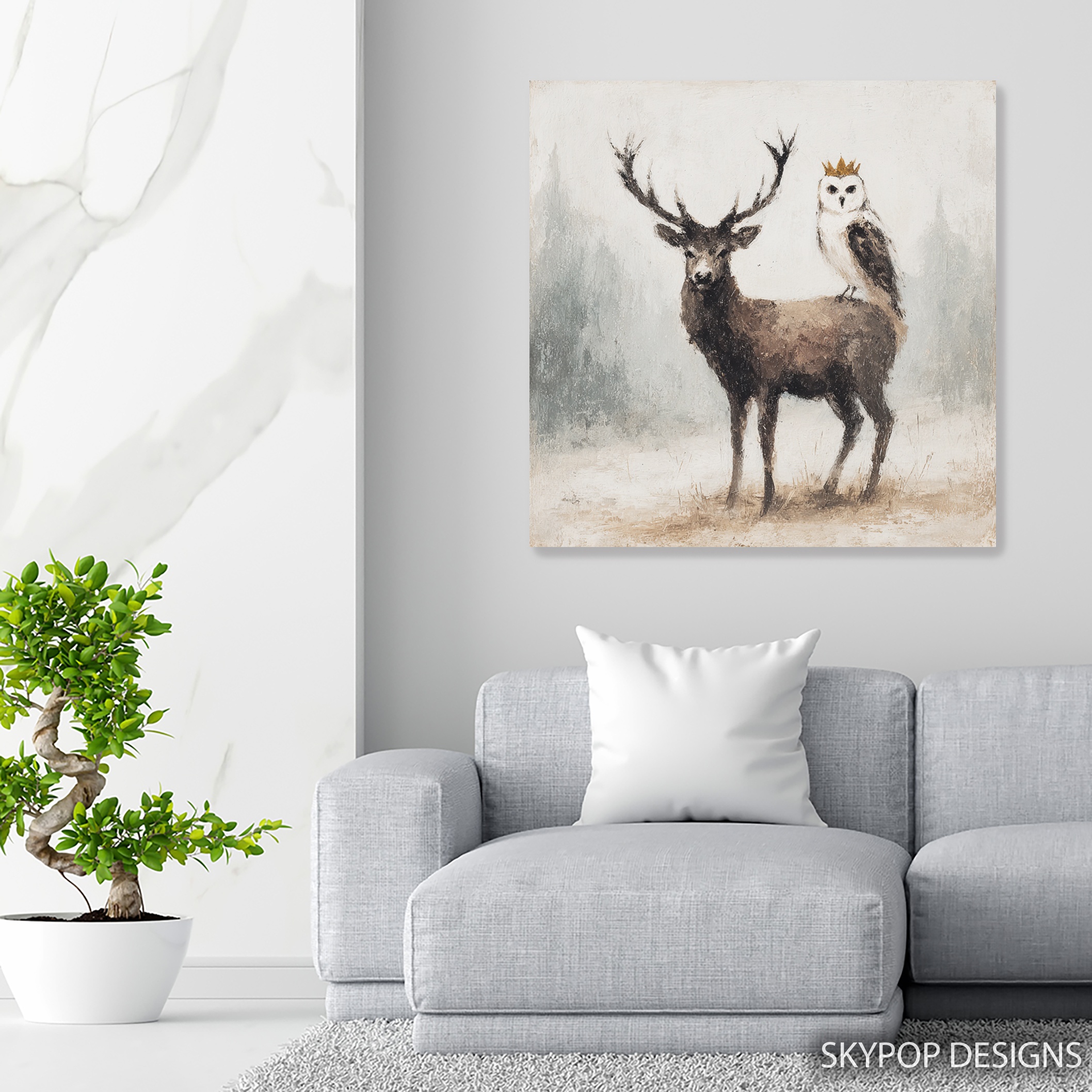 5.jpg Crowned Owl and Deer Art