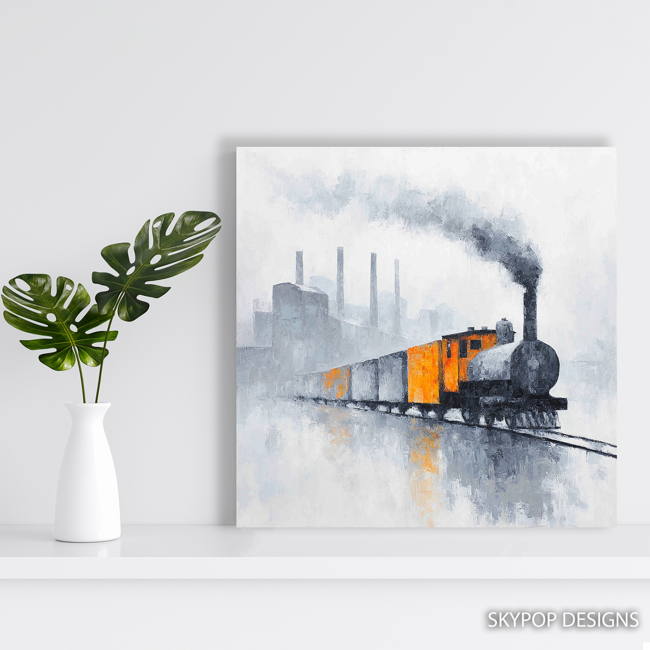 5.jpg Vintage Steam Train Art