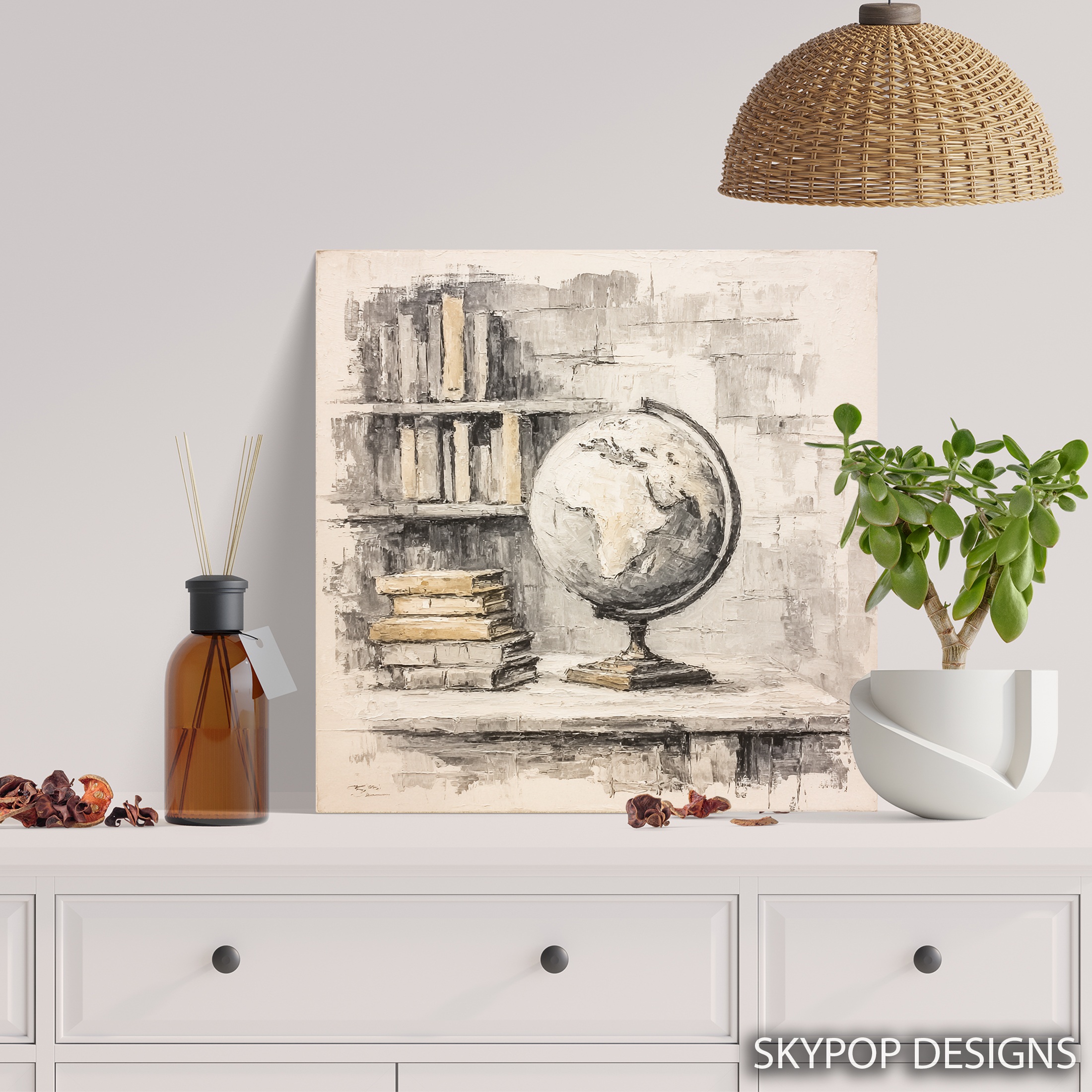 5.jpg Globe and Books Art