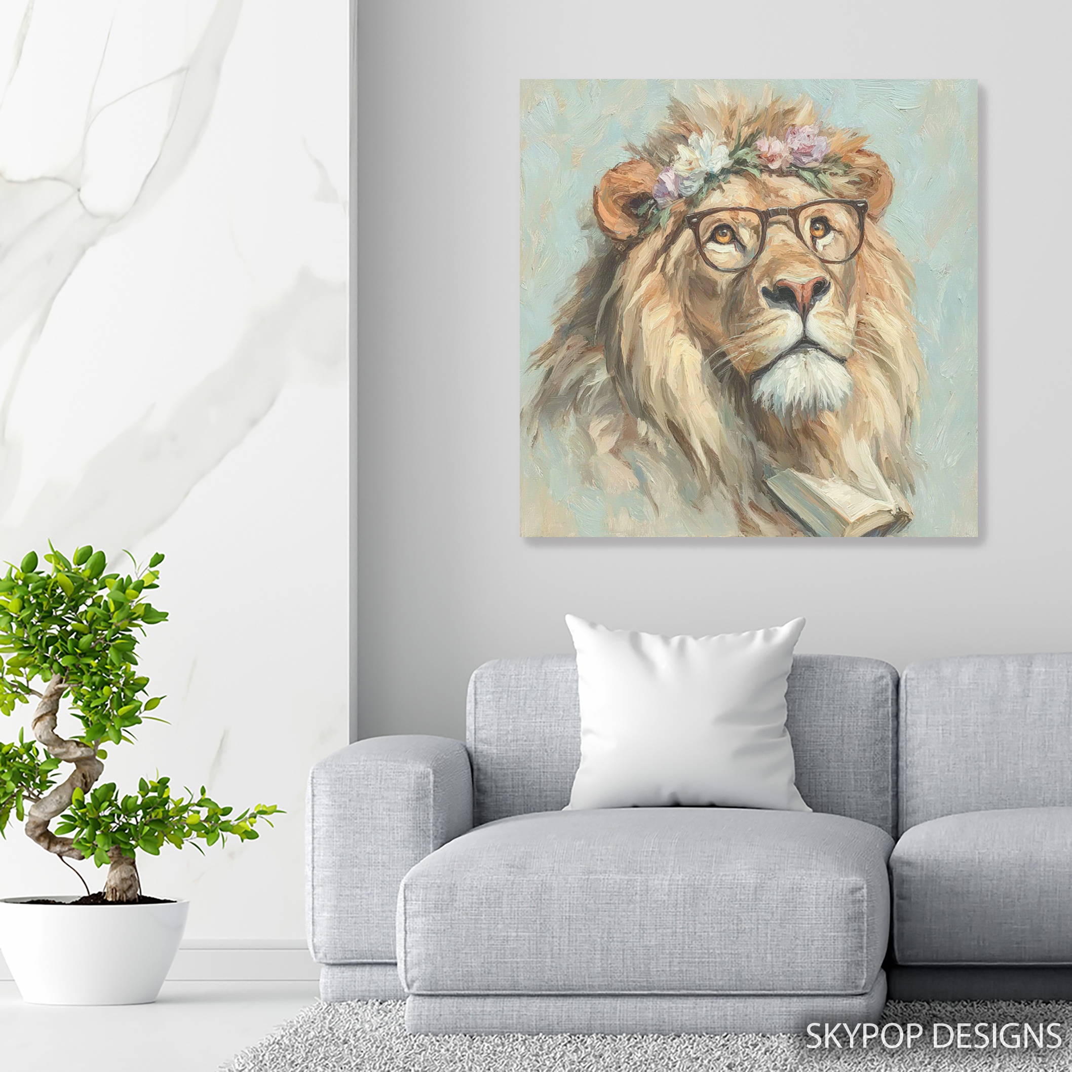 5.jpg Lion Book Glasses Art