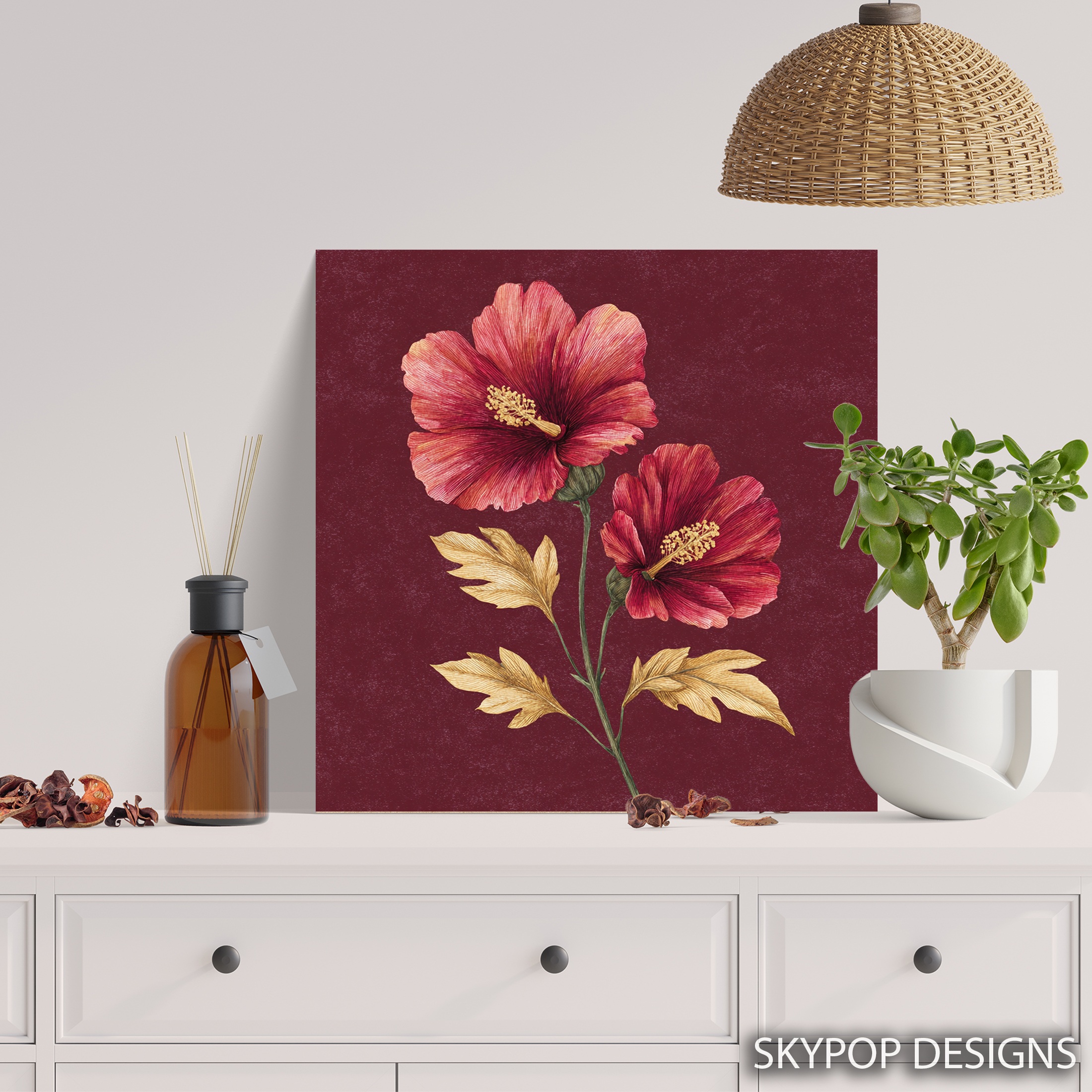 5.jpg Red Hibiscus Flower Art